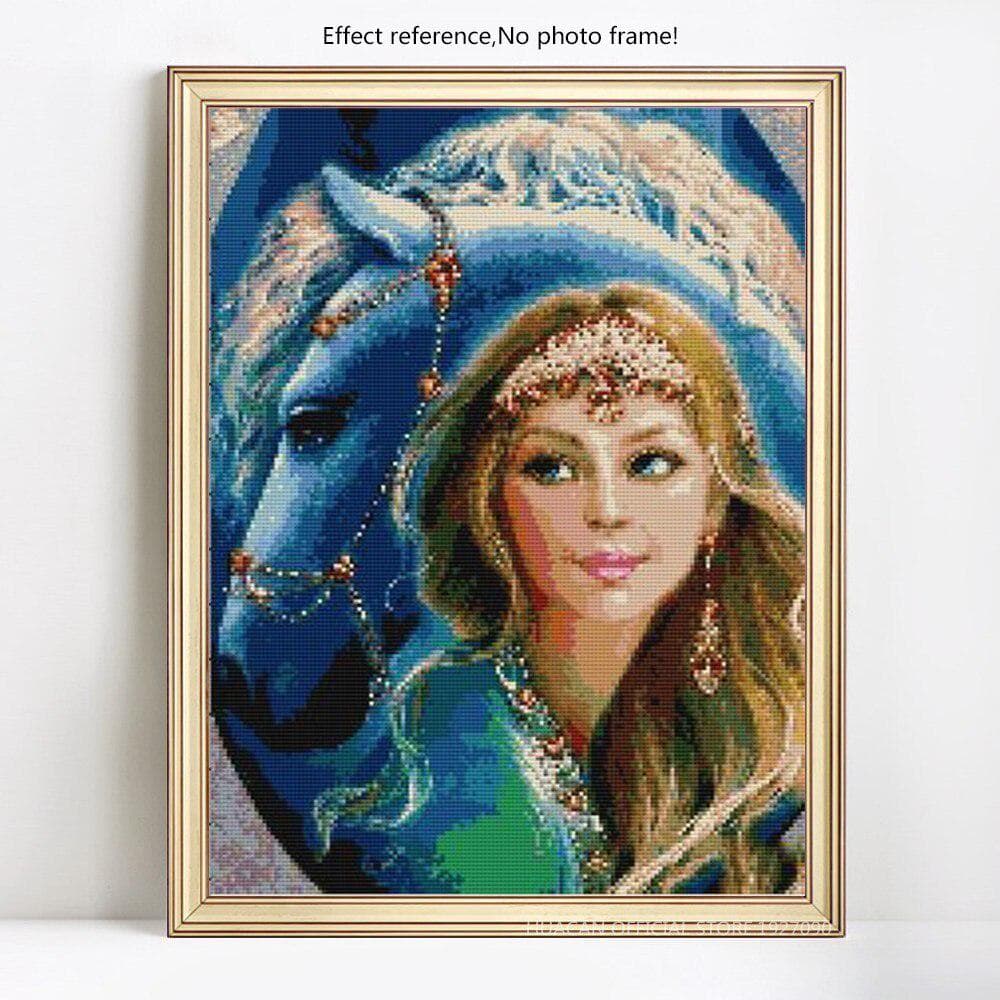 DIY Diamond Painting Beautiful Girl Full Round Diamond Embroidery Cross Stitch 20X30CM