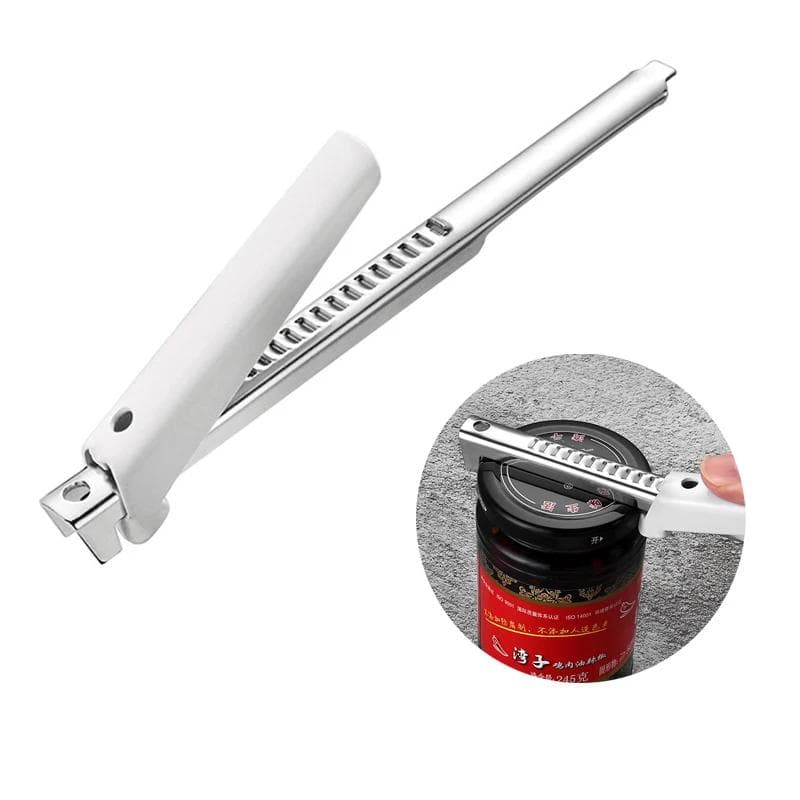 1Pcs Adjustable Jar Opener Can Openers Stainless Steel Multifunctional Non-Slip Bottle Lid Opener Manual Kitchen Gadgets white