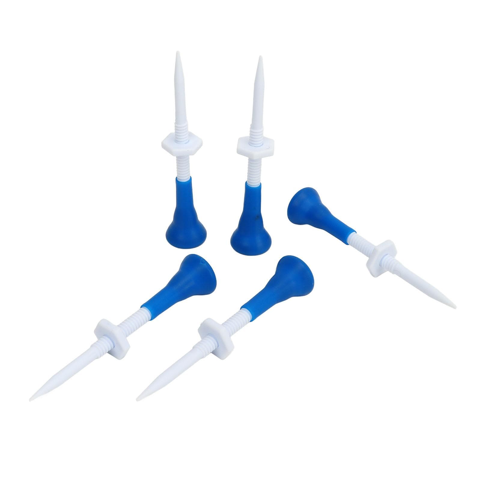 5pcs Golfing Tees Height Adjustable Stable Blue Golfing Plastic Tees for Golfing Practices