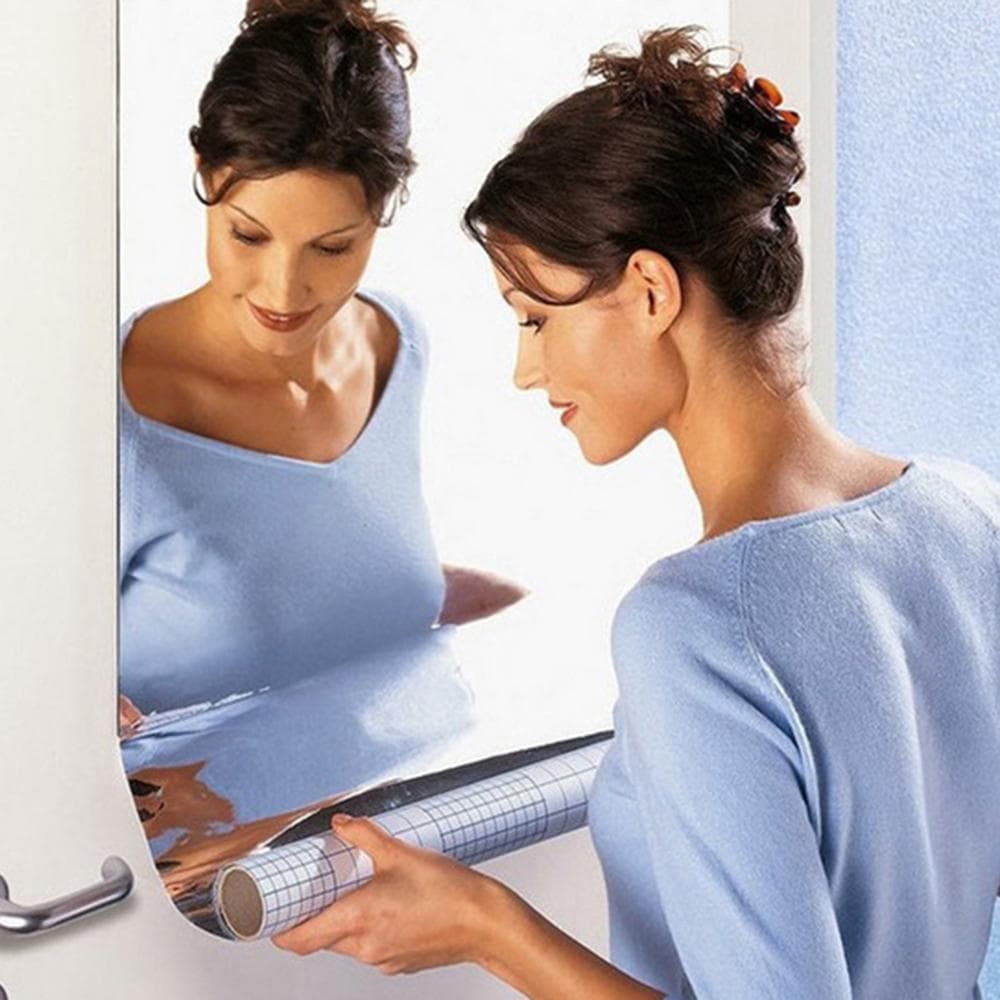 Flexible Mirror Sheets Self-Adhesive Plastic Mirror Tiles Non-Glass Mirror Stickers for Home silver