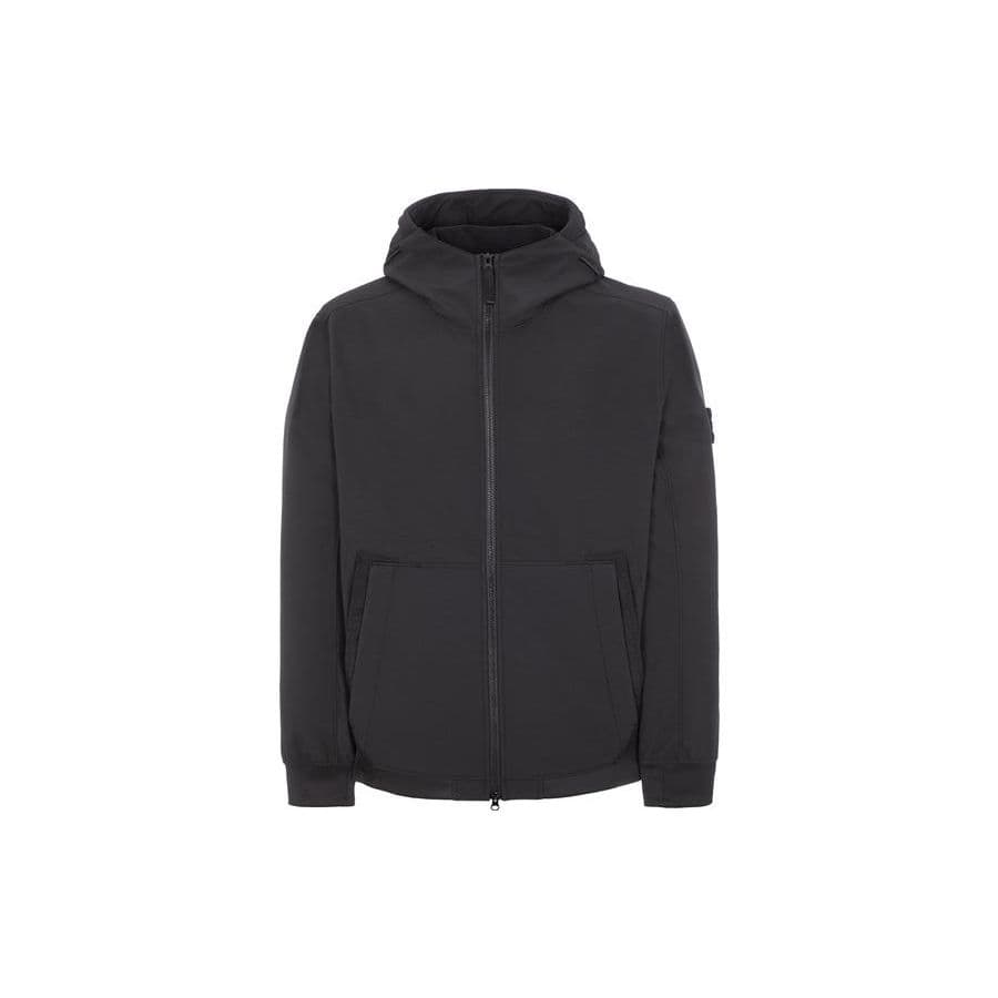 Stone Island Soft Shell Hooded Jacket Black Men Outerwear 7715Q0122-V0029 L
