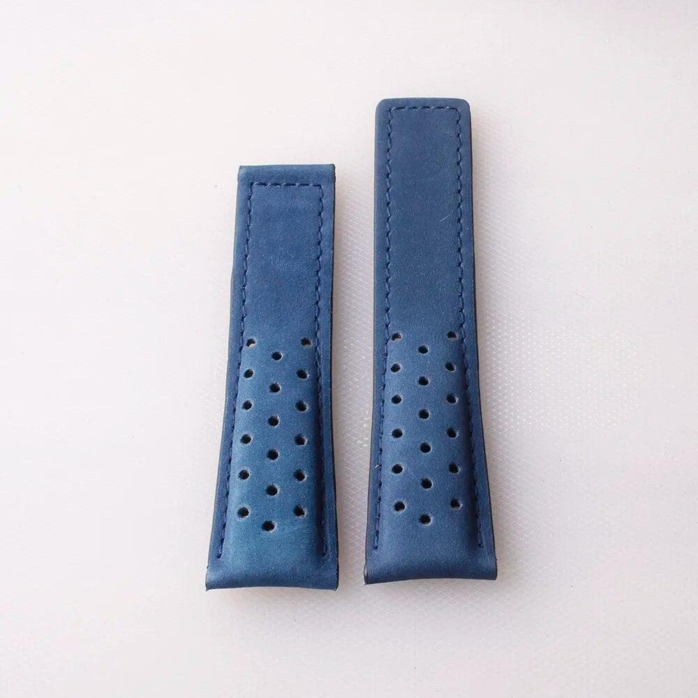 Cow Leather Watchbands for TAG HEUER CARRERA Series 20mm 22mm 24mm Men Band Watch Straps Wrist Bracelet Accessories Fold Buckle Blue no buckle 22mm
