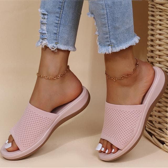 Sandals Women Elastic Force Summer Shoes Women Flat Sandals Casual Indoor Outdoor Slipper Summer Sandals For Beach 37 pink