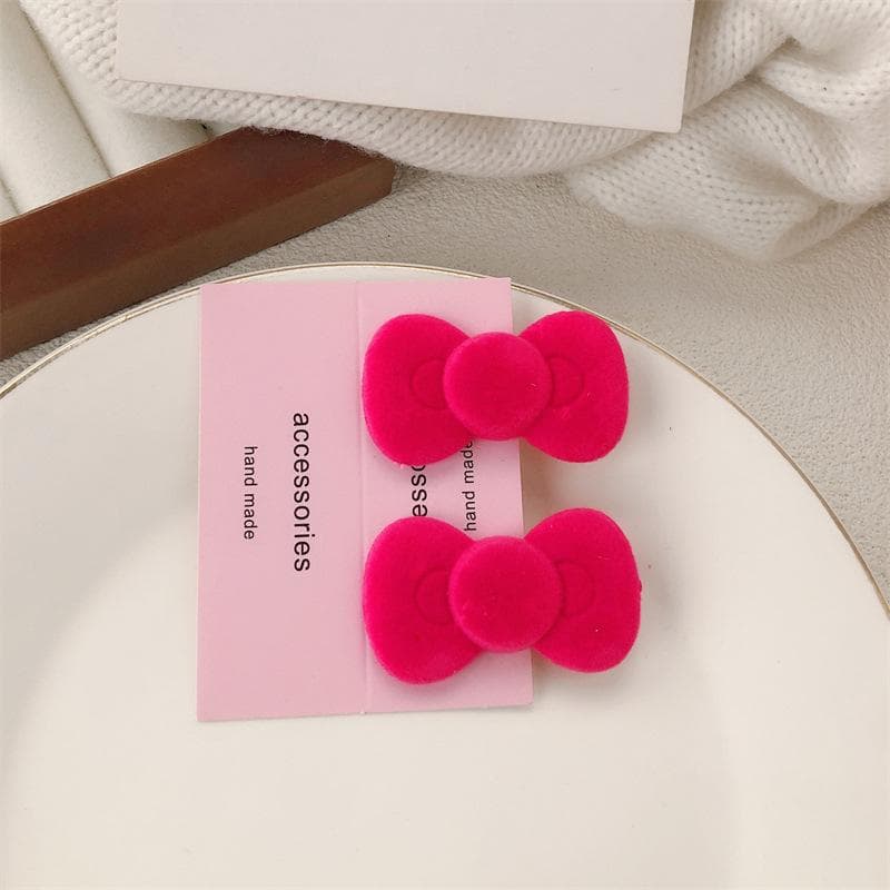 2Pcs Sweet Pink Bow Star Hairpin for Girls Women Y2k Korean Style Heart Hair Clip Barrette Side Clip Headwear Hair Accessories Rose bow