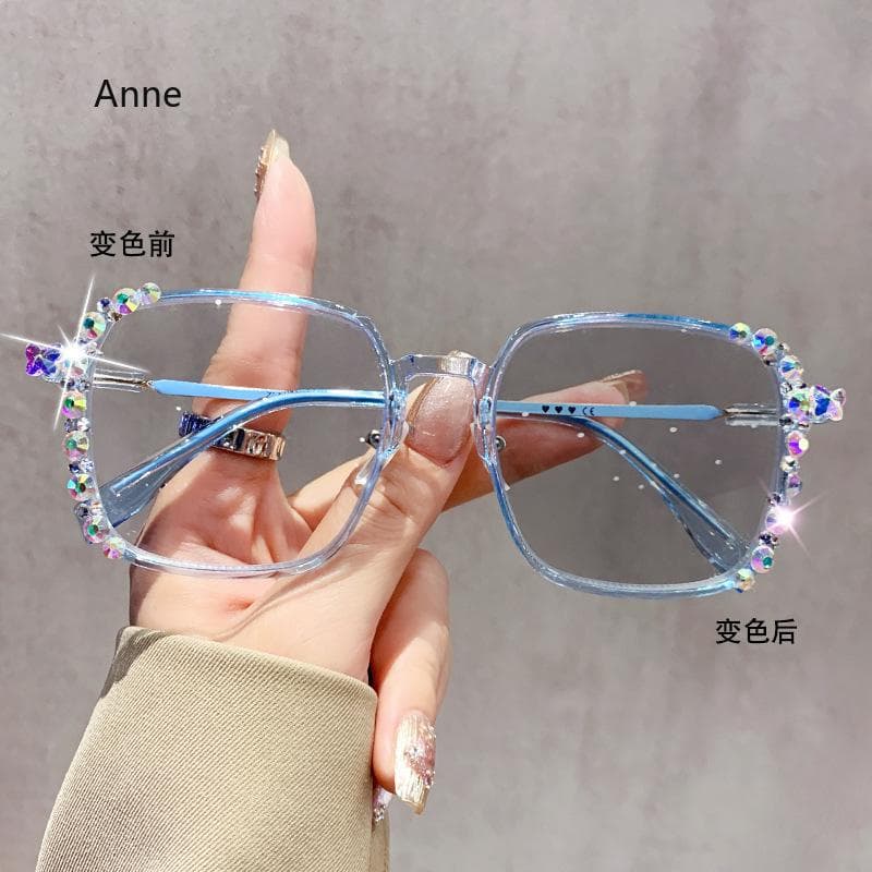 Luxury Diamond Cut Photochromic Glasses Trendy Color Changing Eyeglasses Handmade Myopia Glasses for Women Men Fashion -2.0