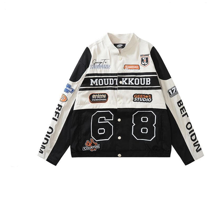American Detachable Biker Jacket Retro Design Sense Jacket Women Loose Spicy Girl Racing Clothes Baseball Suit High Quality XL black