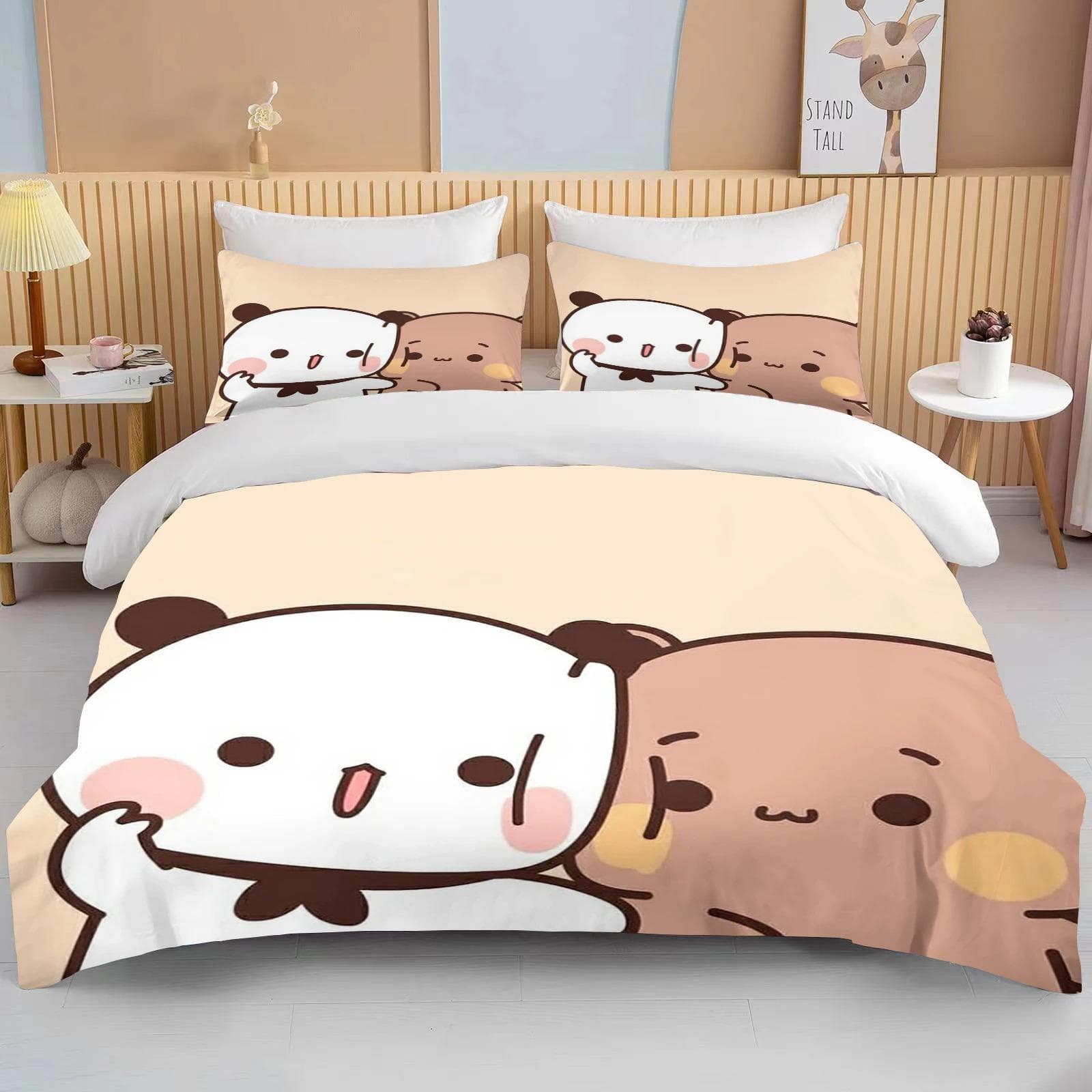 Bubu Dudu Cartoon Cute Bear Kawaii Christmas Gift King Twin Double Boys Bedding Set Microfiber or Polyester Duvet Cover Set 70x133cm 2pcs