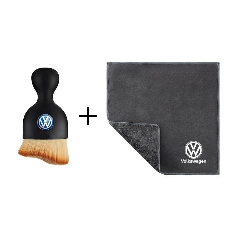 2026 Hot For Volkswagen VW Car Interior Cleaning Soft Brush With Car Wash Towel Microfiber Cleaning Rag Cloth For VW Volkswagen