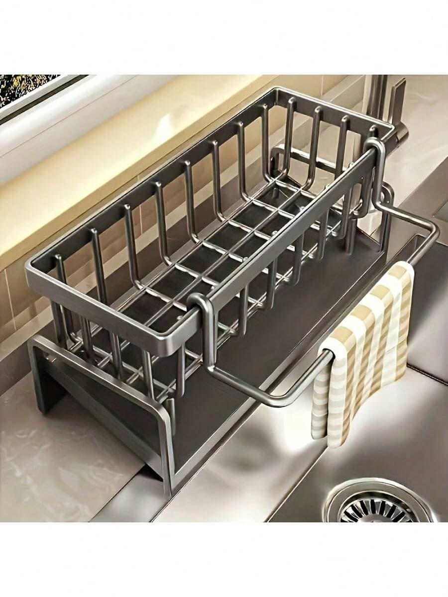1pcs Effective Draining Kitchen Sponge Shelf, Soap Holder, Stainless Steel Material Is More Sturdy, Slope Design Is Free From Water Accumulation