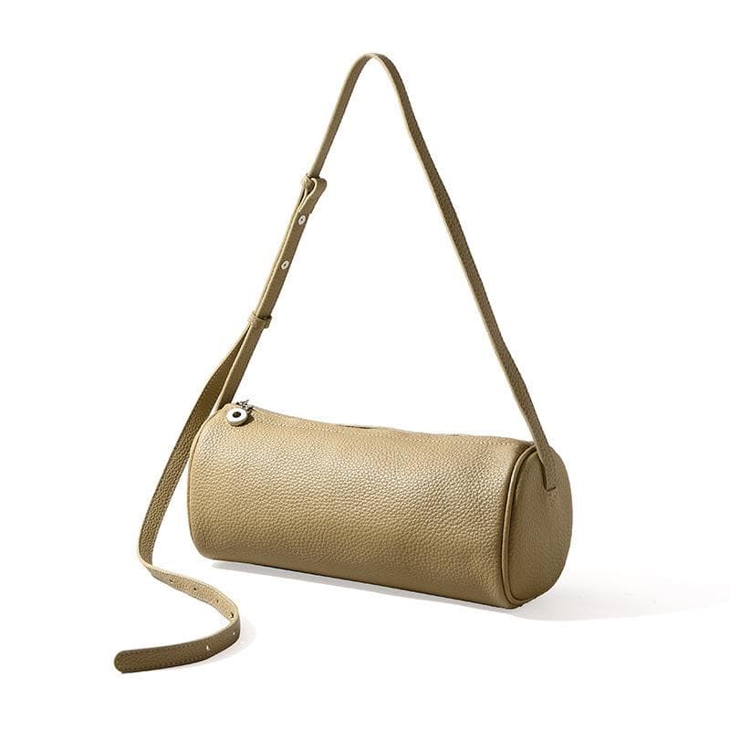 Simple Style Pen Holder, Leather Bag, Women's Fashionable Commuting Round Bag, Large-capacity Trendy Crossbody Bag