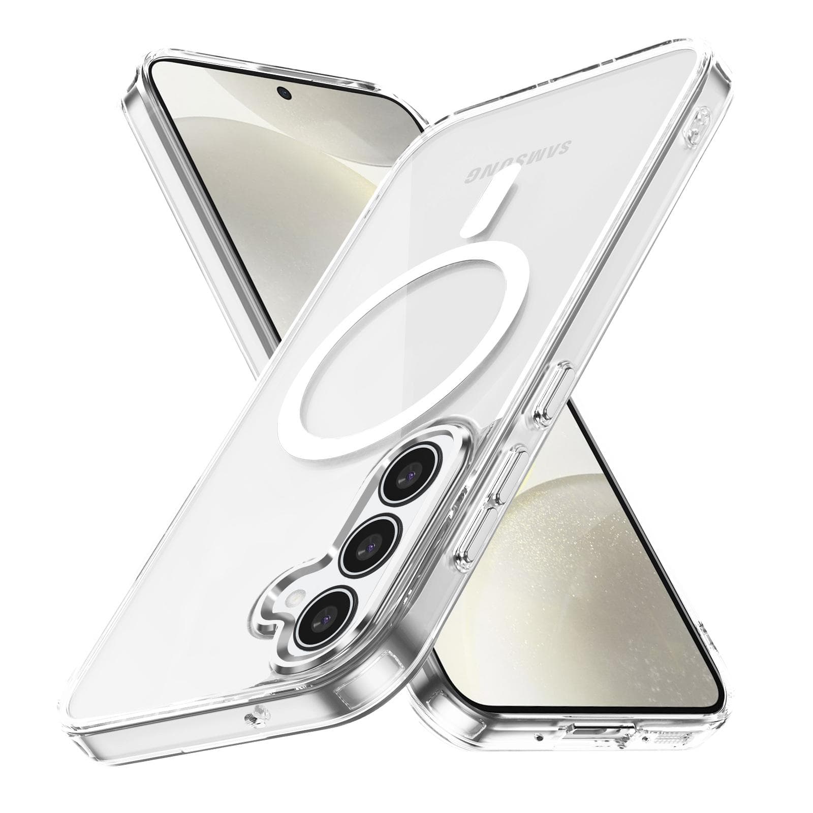Luxury Desert Gold Clear Case for Samsung S22 S23 S24 S25 Plus Ultra A15 A16 A35 A55 Acrylic Transparent TPU Phone Cover Samsung S23 Ultra white