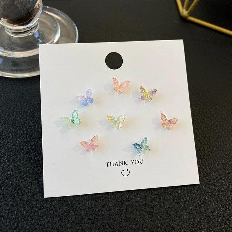 Simple Colorful Fairy Stereo Butterfly Stud Earrings For Women Mini Cute Hypoallergenic Butterflies Earring Party Jewerly A954