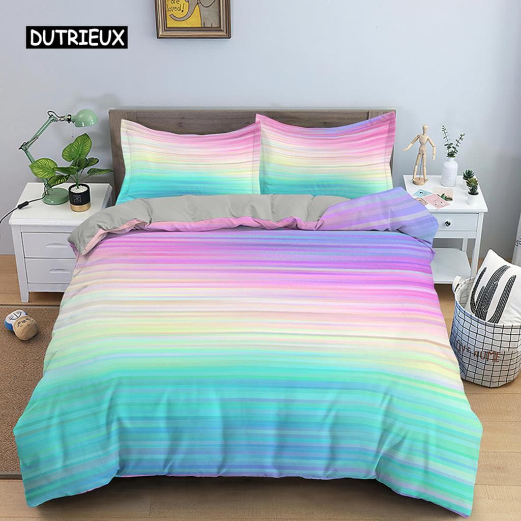 Tie Dye Duvet Cover Set Rainbow Bedding Set Vibrant Color Spiral Tie Dye Design Boys Girls Boho Bedding Set Bedroom Decoration EU single(135x200cm)