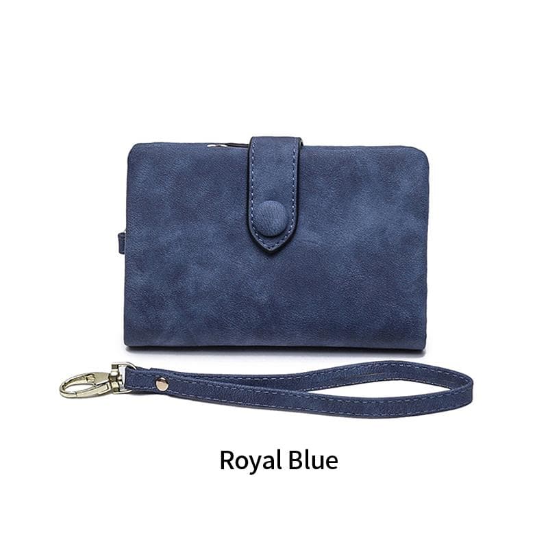 Wallet Women's Short Korean Cute Buckle Double Discount Multi Card Change Handbag sapphire blue