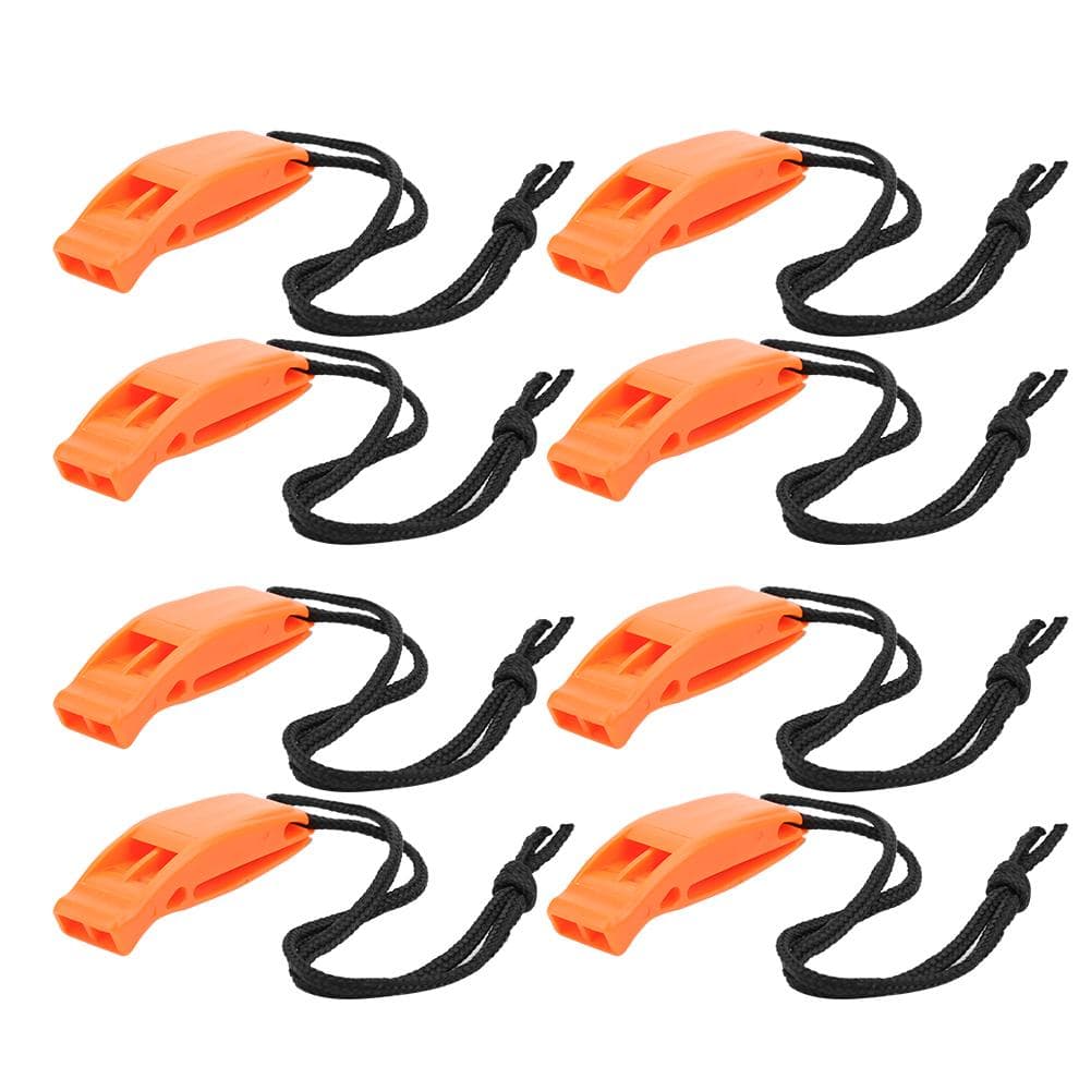 8PCS KS-923 Plastic Water Sports Emergency Survival Outdoor Double Frequency Multifunction Whistle orange