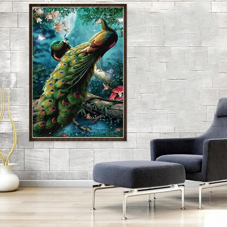 5D DIY Diamond Embroidery Two Peacocks Diamond Painting Cross Stitch Rhinestone 20X30CM