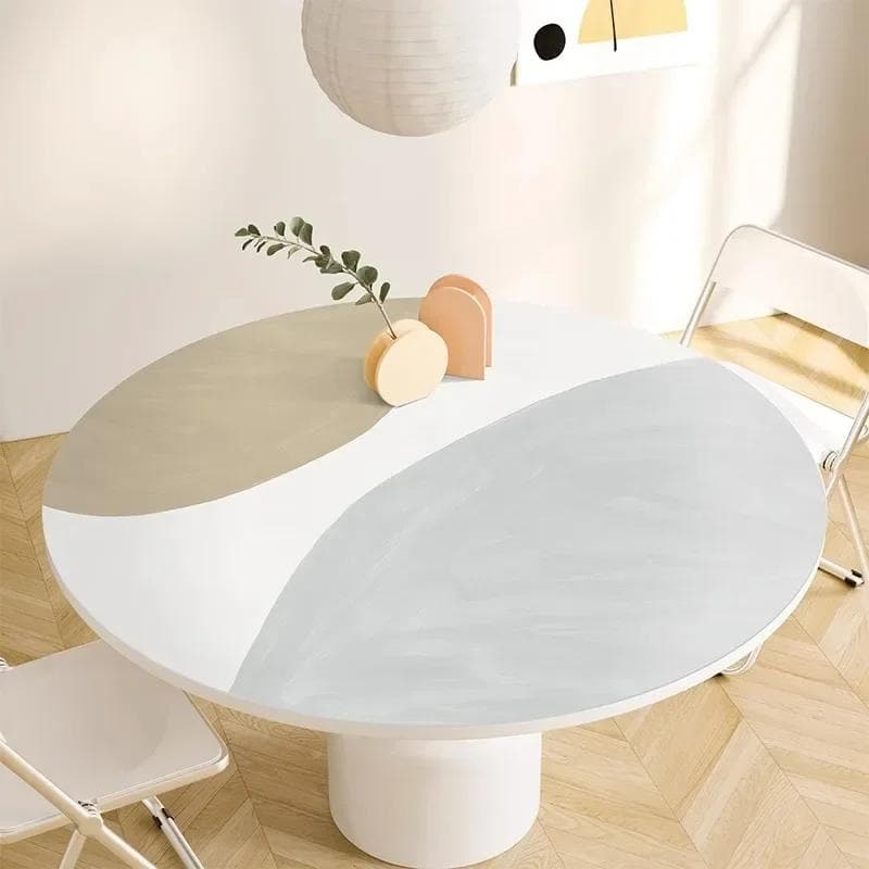 Round Waterproof Tablecloth Pvc Oil-proof Anti-scalding Dining Table Mat Japanese Minimalist Style Home Decoration Tablecloths Diameter 100cm