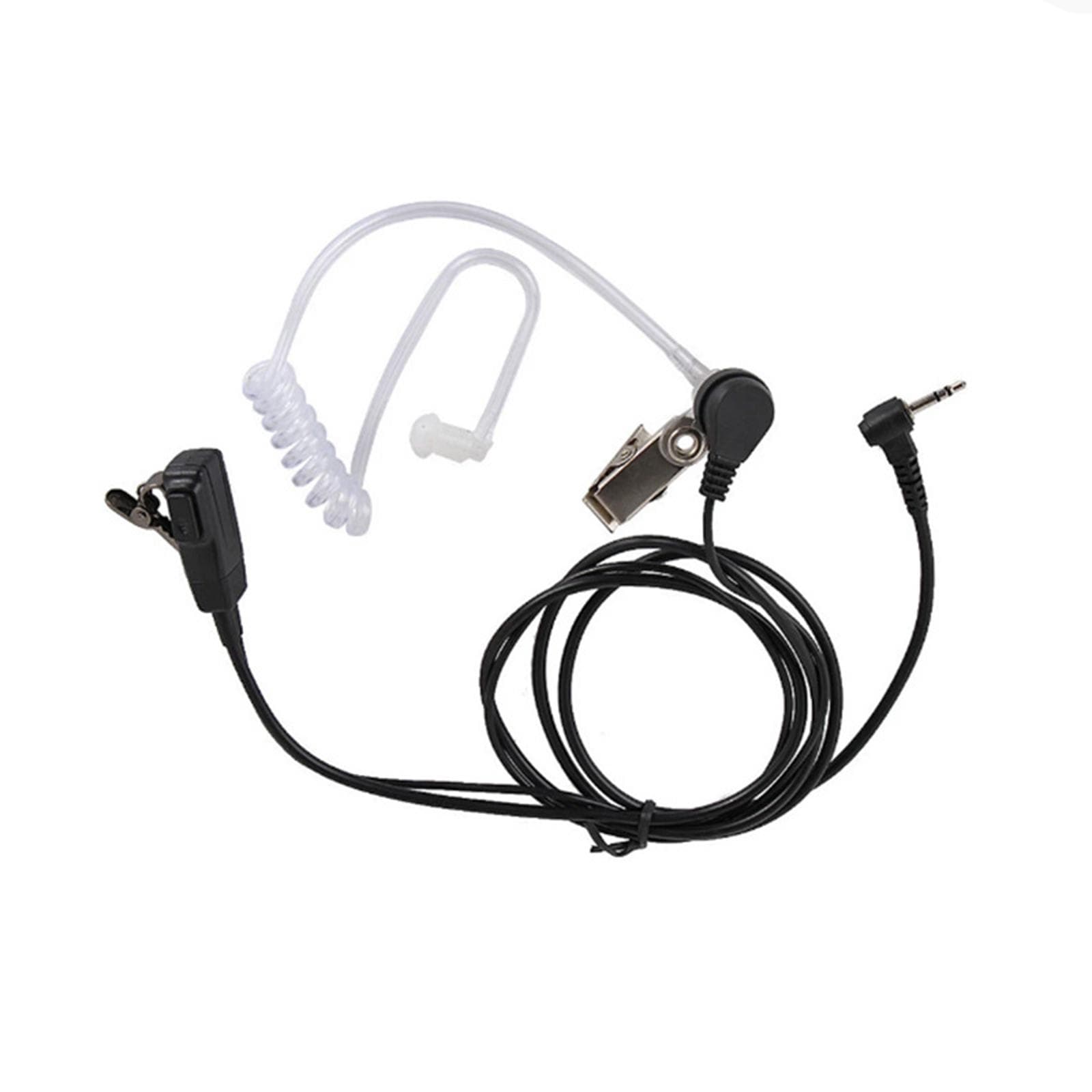 Walkie Talkie 2.5mm Earpiece 1 Pin Covert Acoustic Tube Earpieces Headset with PTT Mic Walkie Talkies Two Way Radios Microphone black