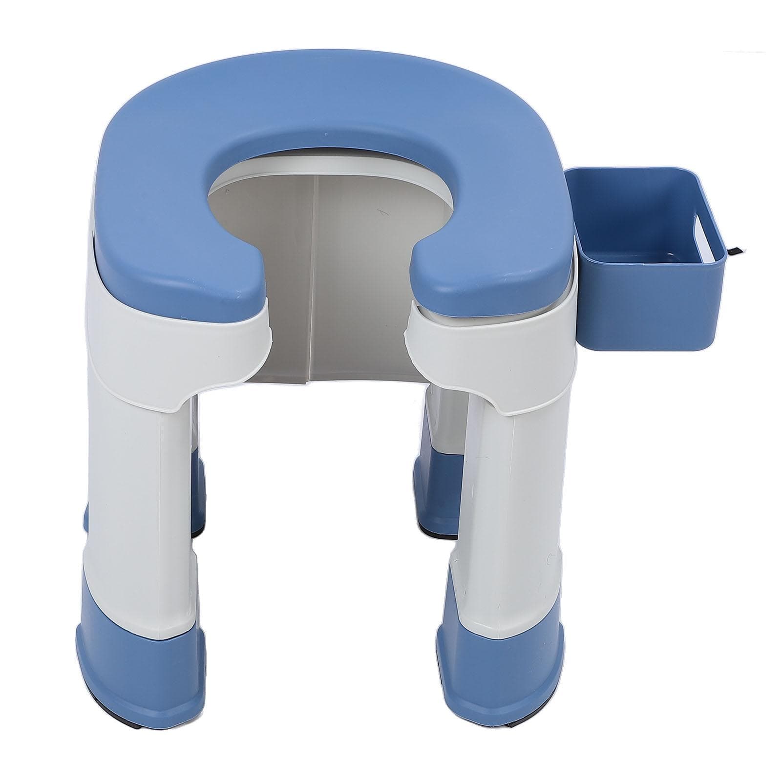 Elderly Squat Toilet Seat Shower Chiar Home Toilet Seat Bath Chair with Tissue Box for Pregnant blue