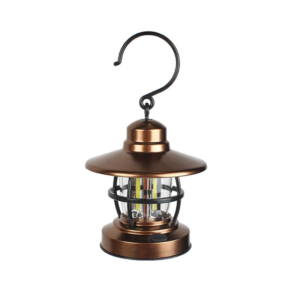 Outdoor Camping Light Vintage Lantern LED Campsite Lamp Waterproof for Camping Tent Fishing brown