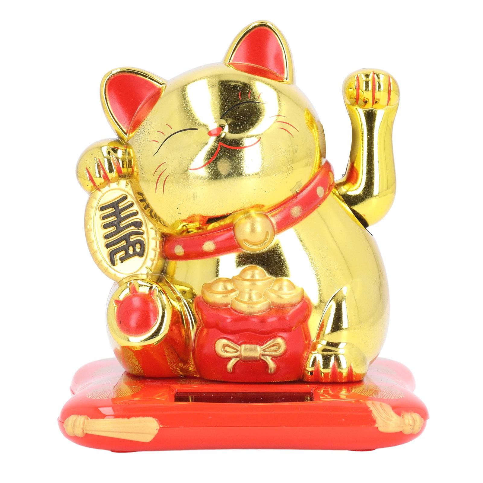 Lucky Waving Cat Solar Power Arm Waving Fortune Cat Lifelike Plastic Wealth Welcoming Cat Ornament