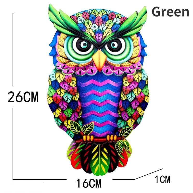 1PC Owl 4-color Wall Decoration Made of Iron Crafts Hanging Ornament Pendant for Indoor Outdoor Home Garden green