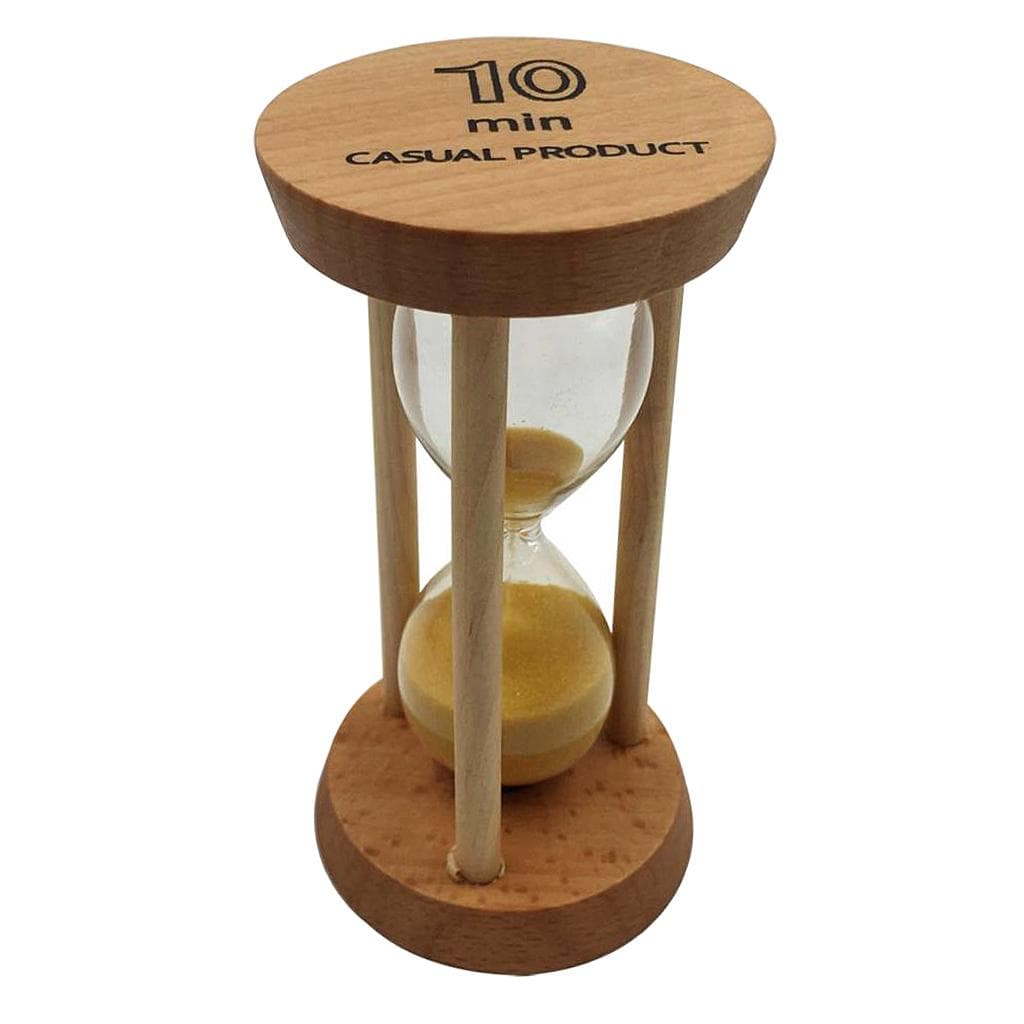10 Minutes Wooden Frame Sand Timer with Yellow Hourglass Home Decor Size DxH 48 x 9 cm yellow