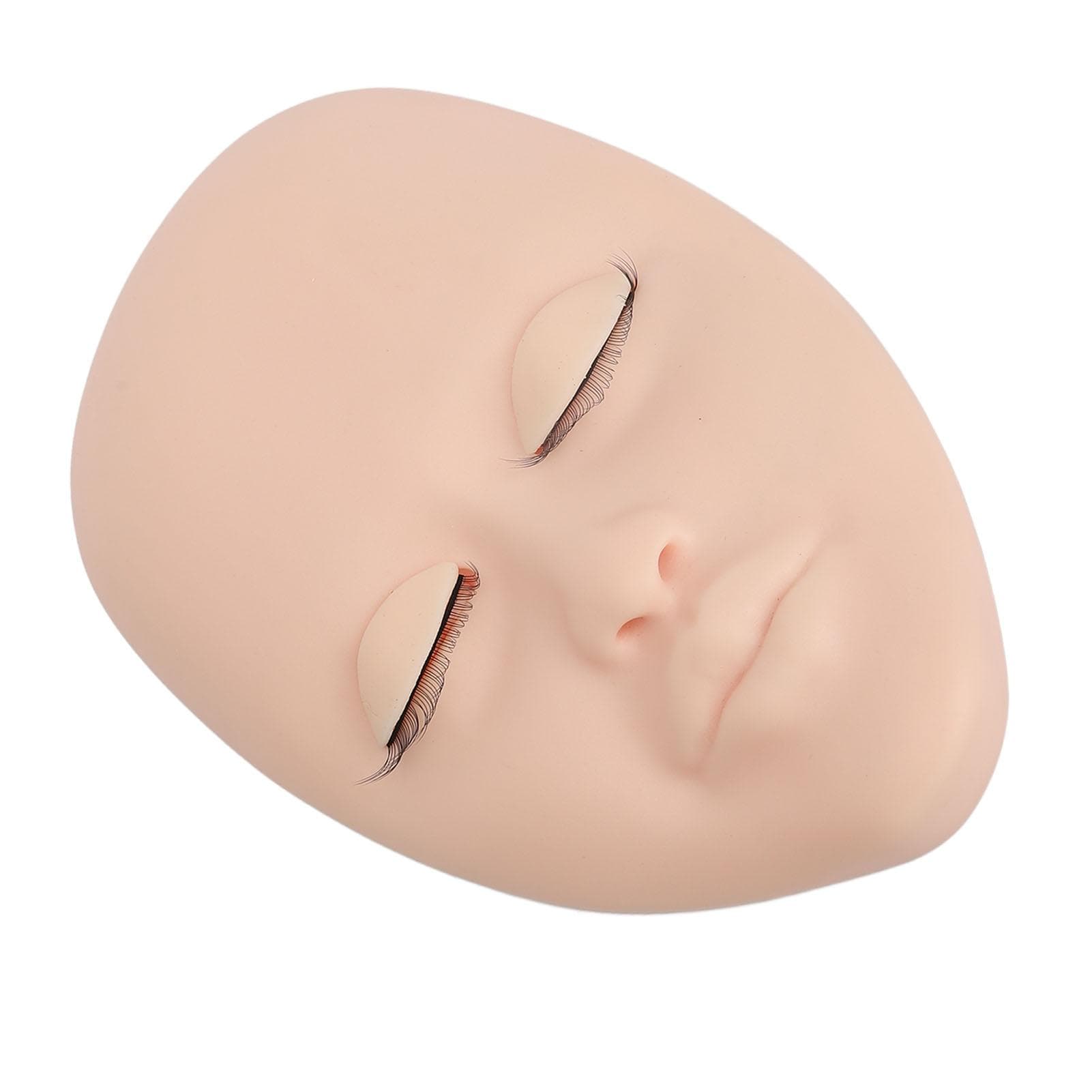 Lash Mannequin Face 3 Pairs Removable Eyelids Eyelash Extension Practice False Face for Beginners pink