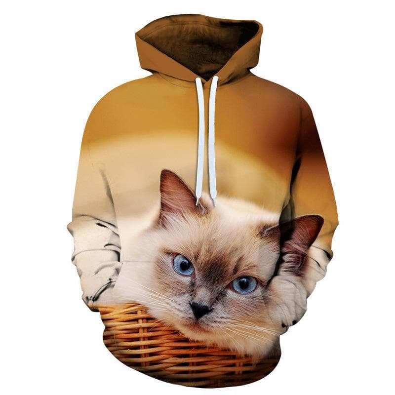 New Fashion Cat Hoodies 3D Animal Cat Printed Hoodie Casual Men Women Hooded Pullovers L