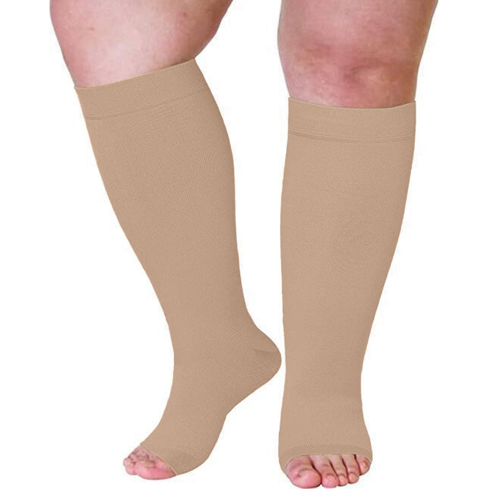 20-30 MmHg Plus Size Knee High Toeless Compression Stockings Wide Calf Compression Socks For Woman Men XXL