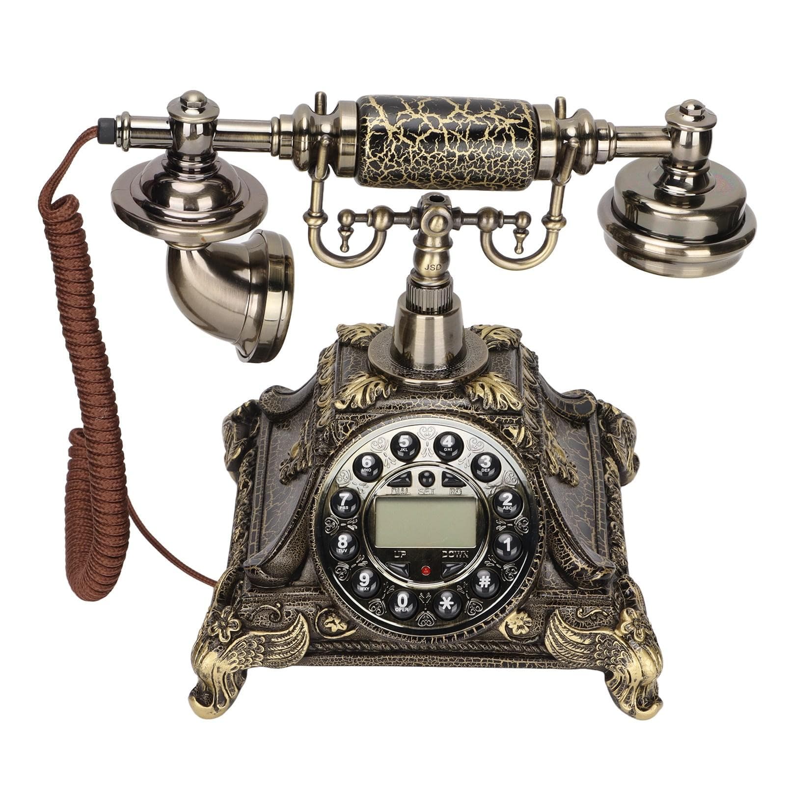 Vintage Telephone Push Button Hands Free Corded Old Fashioned Landline for Home Office Cafe US Plug