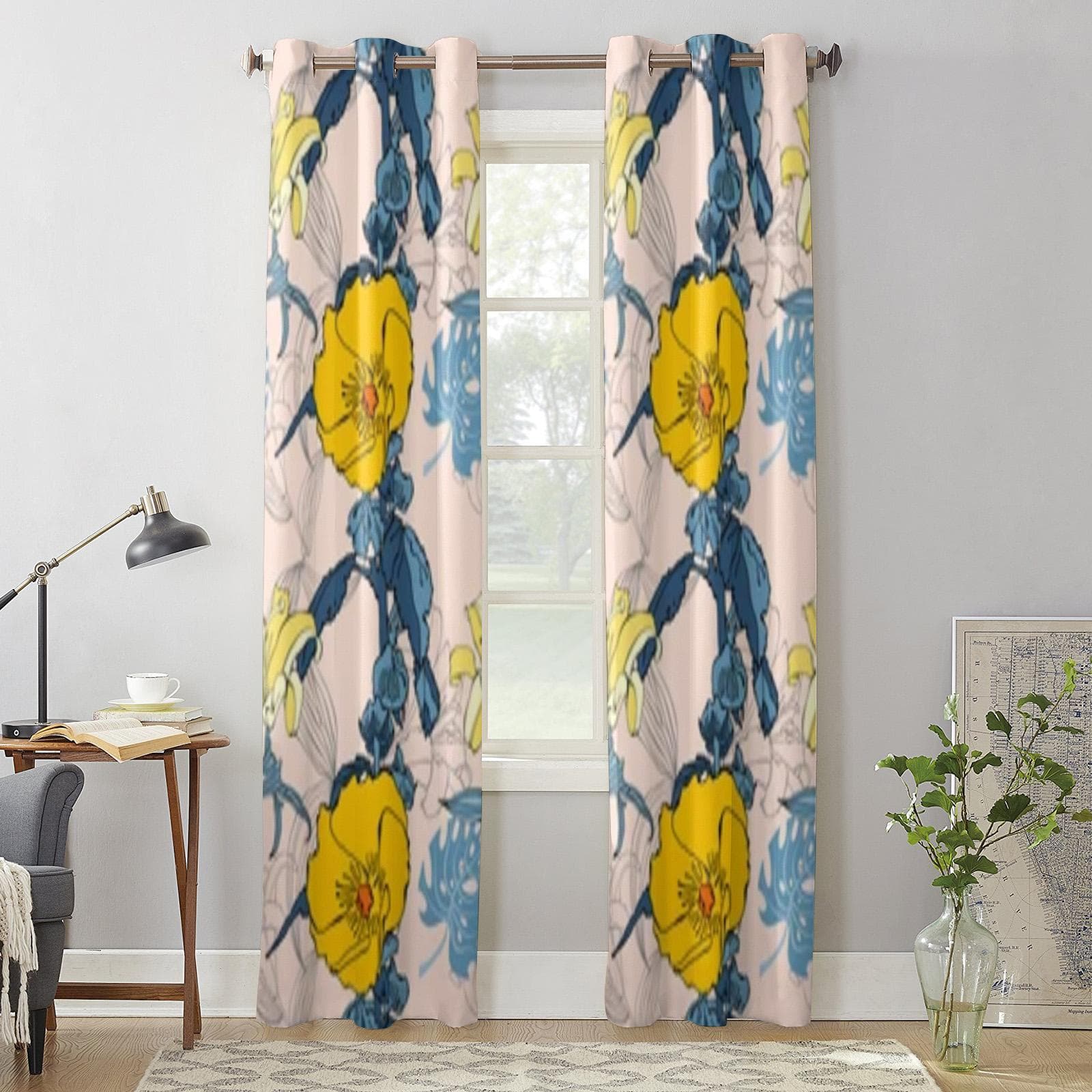 Beautiful Tropical Floral Exotic Window Curtains For Living Room Kitchen Modern Curtains Home Decor Blinds Drapes 135W x 60H(cm) x1