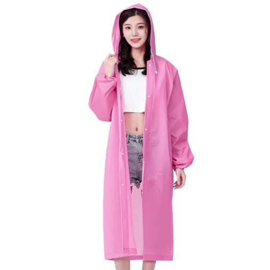 Hooded Rain Coat Impermeable Thickened Waterproof Unisex Universal Tourism Outdoor Hiking Rain Poncho Raincoat Travel Supplies pink