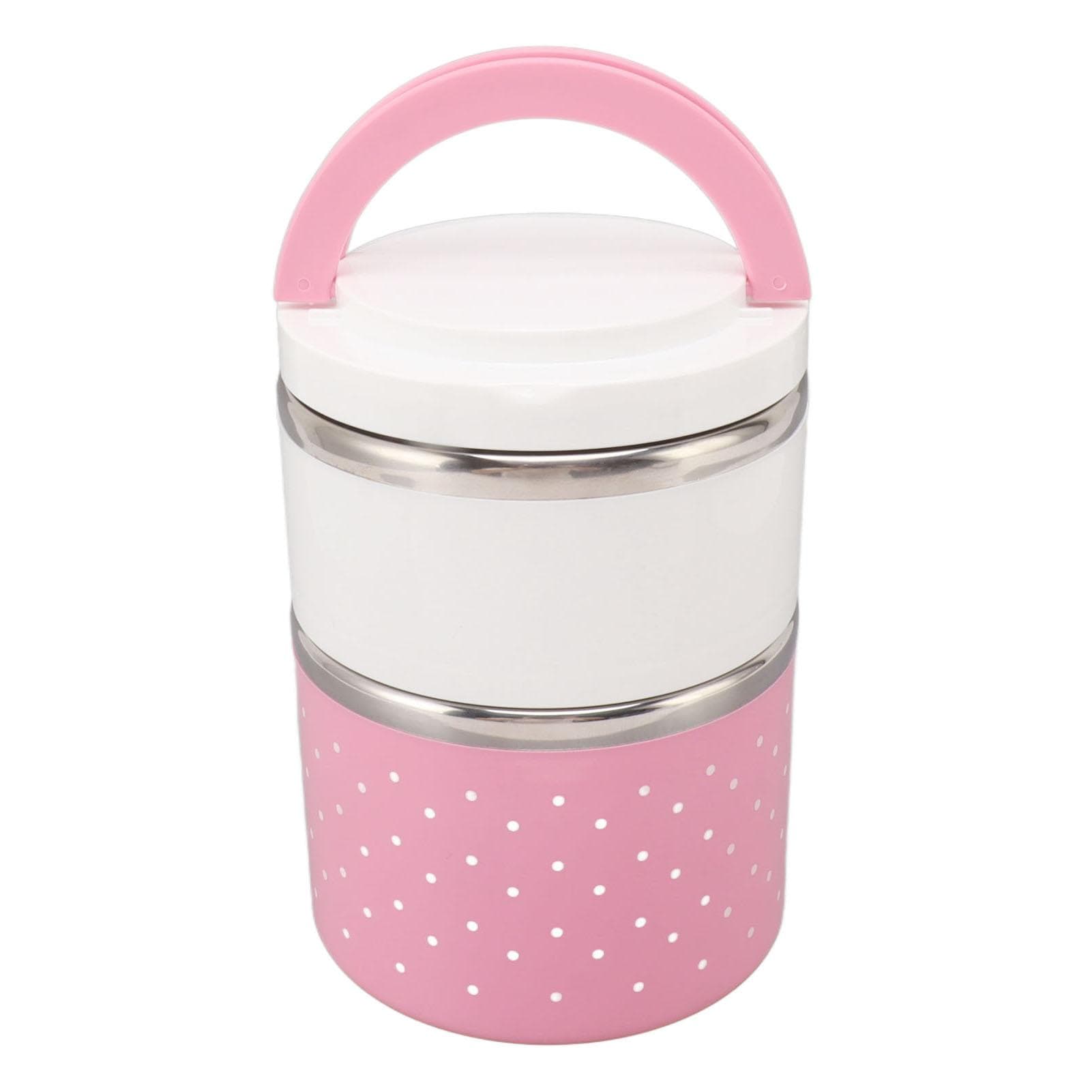 Bento Lunch Box Stainless Steel Lightweight PP Housing Double Layer Anti Leakage Food Lunch L(for 6.5-9kg) pink
