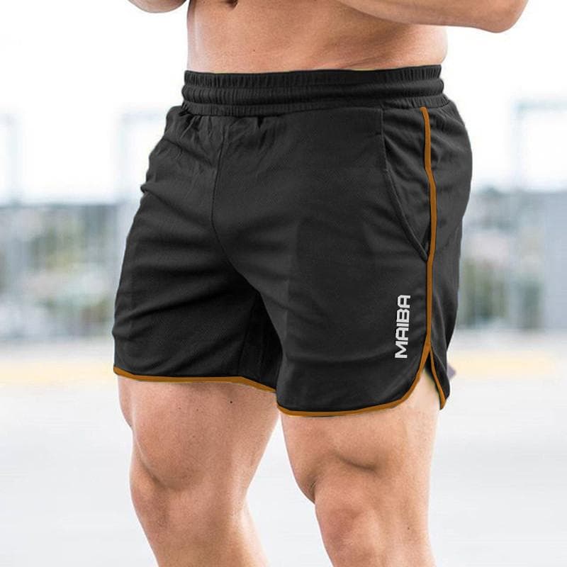 Men Fitness Bodybuilding Shorts Man Summer Gyms Workout Male Breathable Mesh Quick Dry Sportswear Jogger Beach Short Pants M gold
