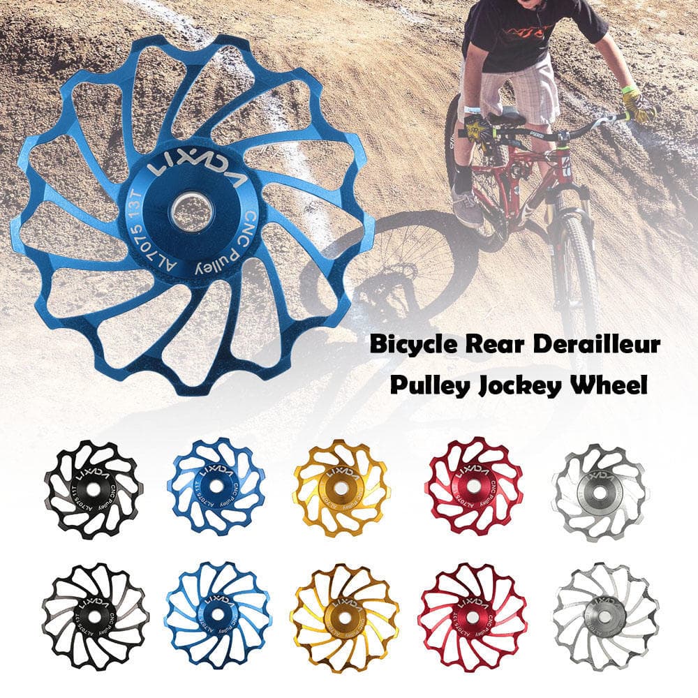 Lixada MTB Road Bike Ceramic Pulley 7075 Aluminum Alloy Rear Derailleur Guide Cycling Ceramics B 13T red