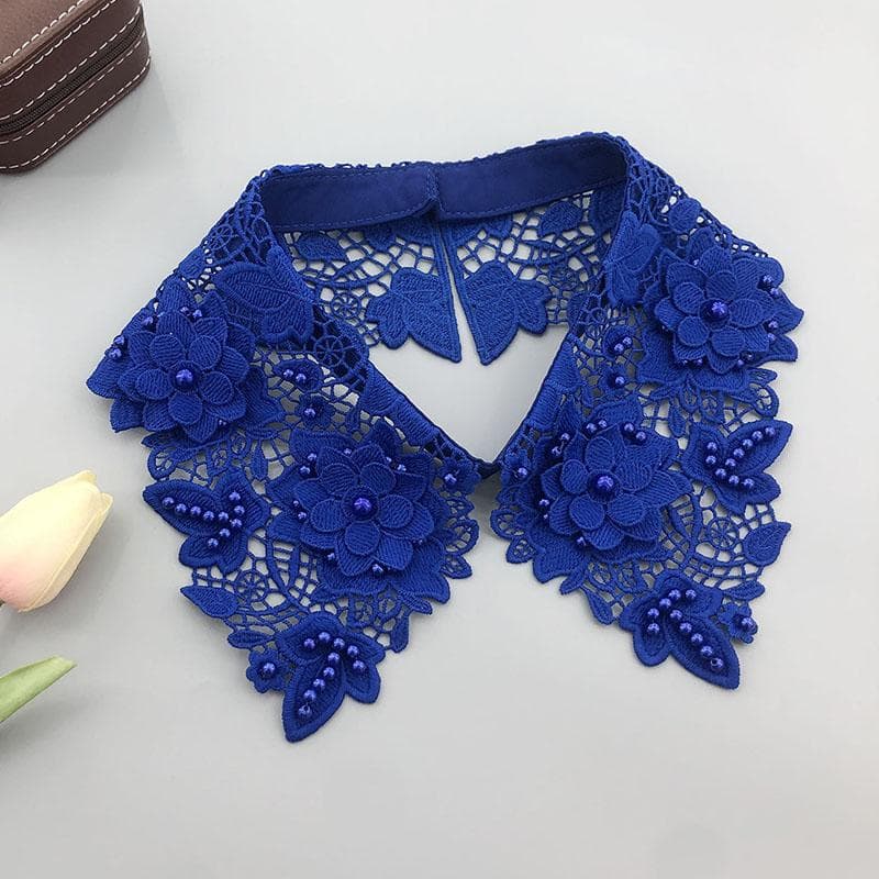 Candy Color Lace Fake Collar Tie Beading Detachable Collar Shirt False Collar Woman Blouse Top Dickey Detachable Lapel Necklace