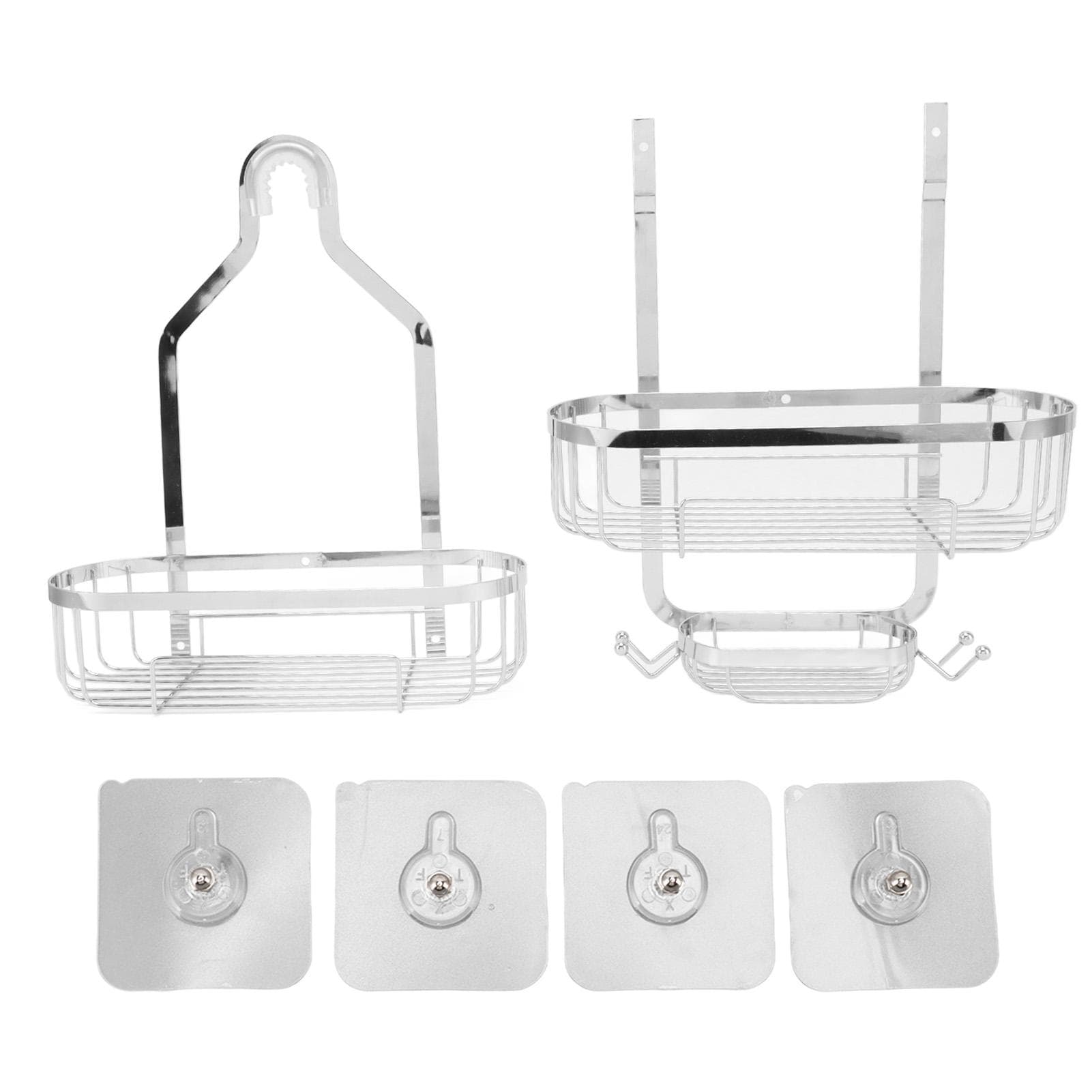 Metal Iron Wall Mounted Bathroom Basket 2 Layer Punch Free Bathroom Shelves Toilet Accessories