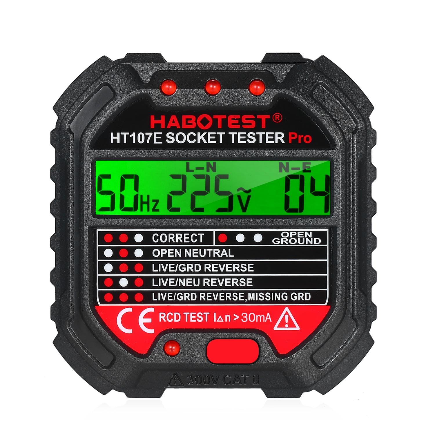 HABOTEST GFCI Outlet Tester with Voltage Display 90-250V Socket Tester Automatic Electric Circuit UK Plug multicolour