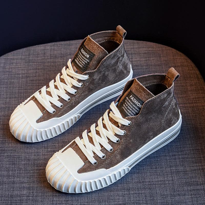 Leather High-top Shoes Women New All-match Korean Version Sneakers Casual Sports Cotton Shoes Winter Plus Velvet 39