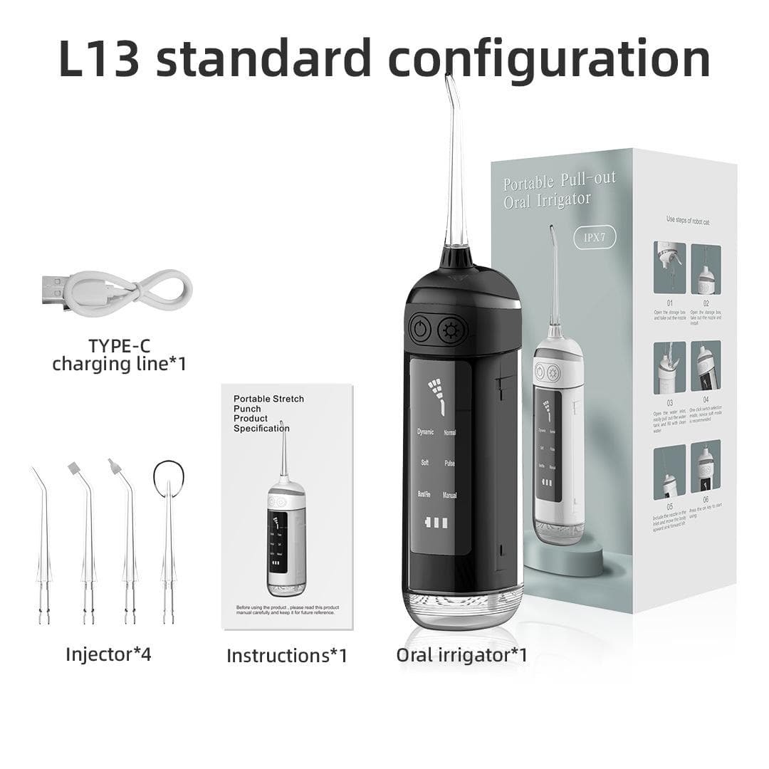 6-Speed Portable Tooth Flusher, Pull-out Model, Ultrasonic Oral Care, Dental Cleaning Device, Water Dental Floss, Compact Dental Beauty Instrument