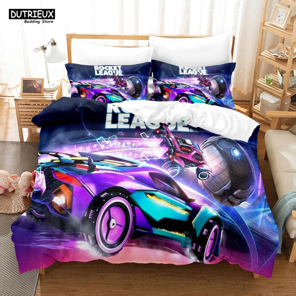 Rocket League Single Bedding Set America Car Gaming Bed Linen Boys Teens Double Twin Queen King Size Duvet Cover With Pillowcase AU Single(140x210cm)