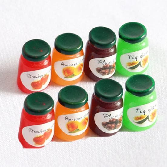 4Pcs Dollhouse Miniature Simulation Mini Jam Food Play Scene Ornaments Decor 8pcs