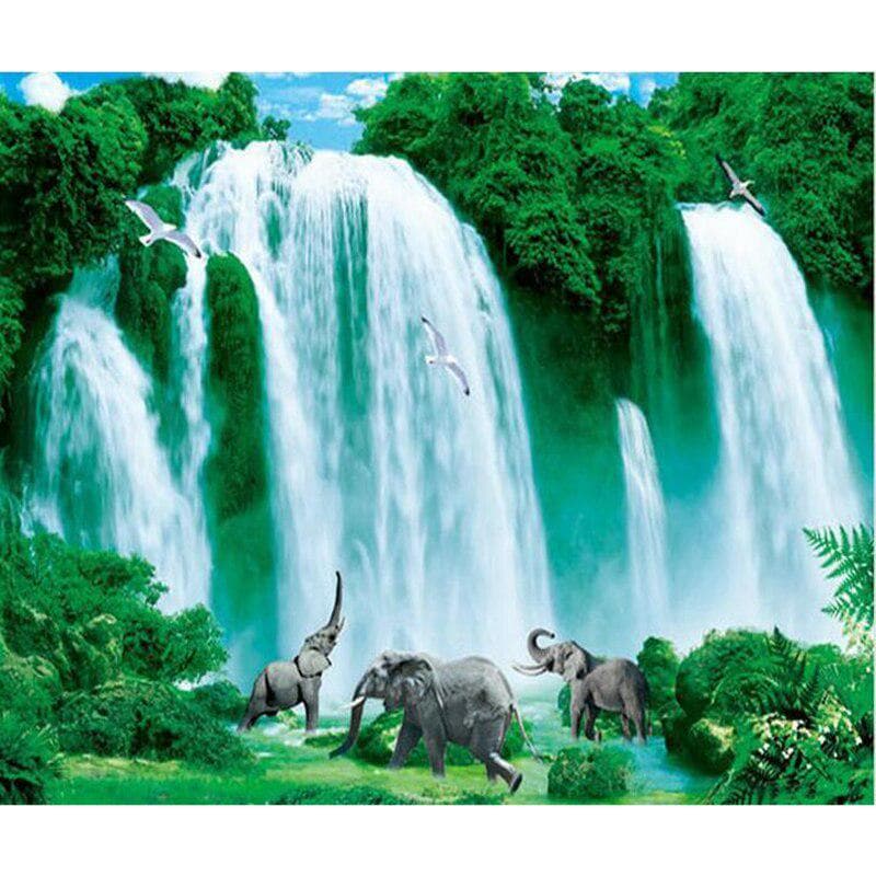 5D Diamond Mosaic Elephant Fall Handmade Diamond Painting Cross Stitch Embroidery Pattern Rhinestone 20X30CM