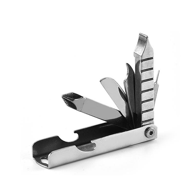 Portable Mini Stainless Steel Screwdriver Wrench Bottle Opener Combination Tool Set Outdoor Emergency EDC Repair Multitool silver
