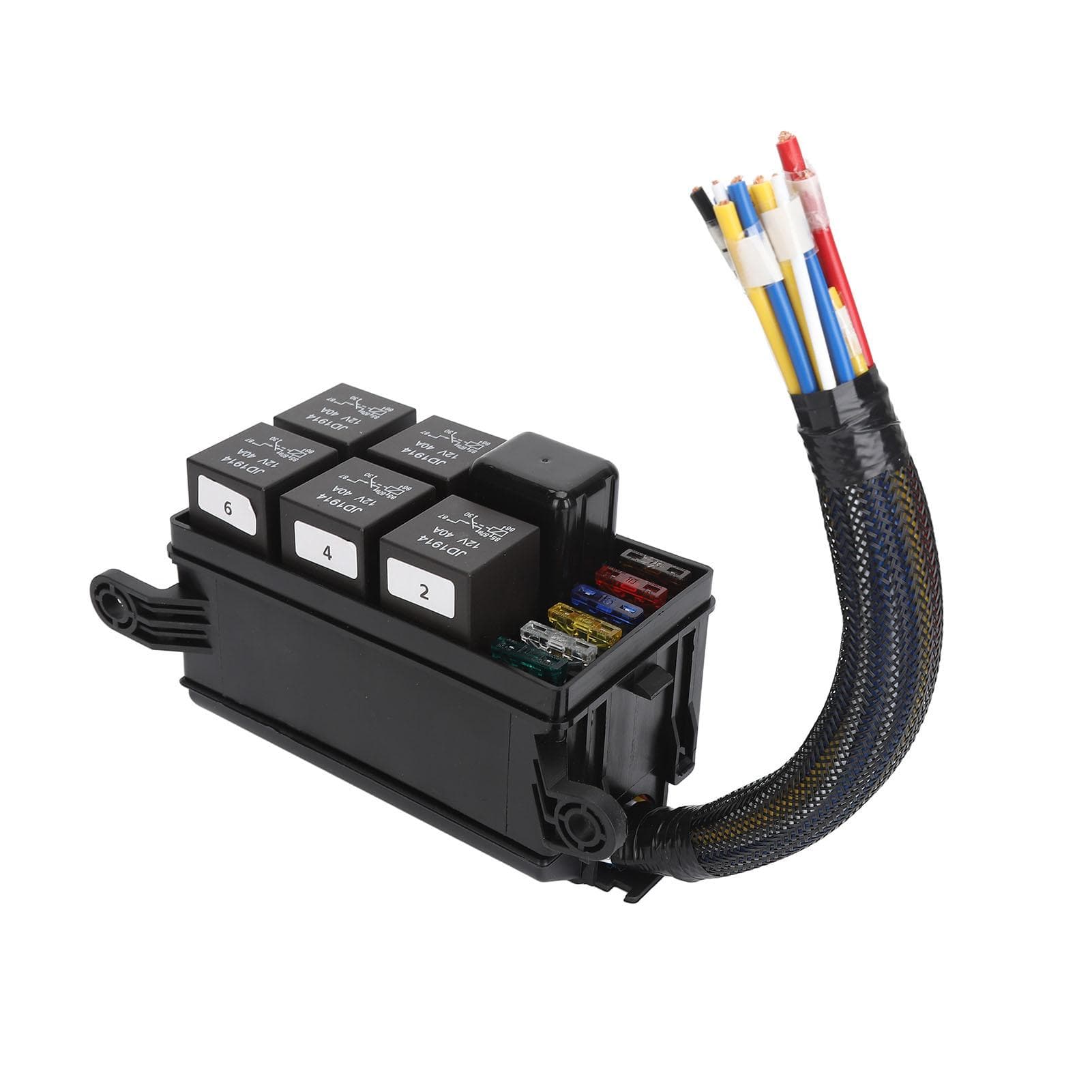 12V Fuse and Relay Box Kit 6Pcs 4 Pin Relays for Bosch Style 11Pcs Fuses for Automotive Marine