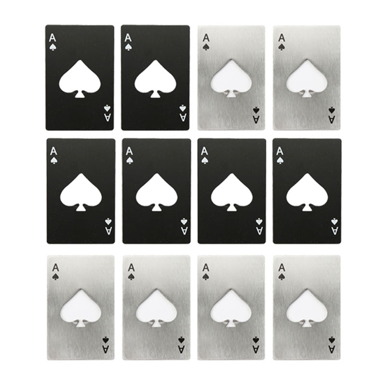 12 Pcs Bottle Opener Poker Shape Stainless Steel Portable Bottle Can Opener for Home