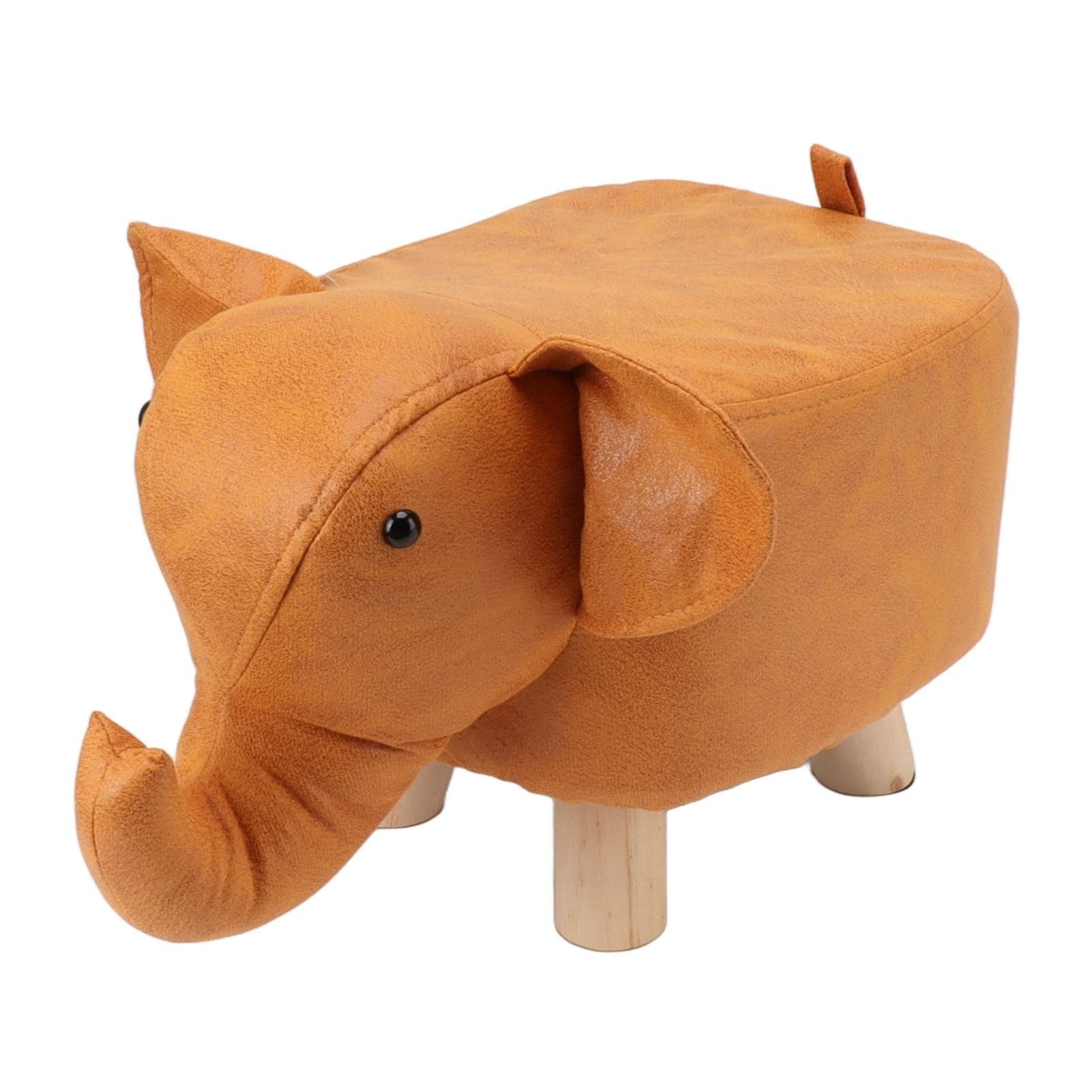 Animal Footstools Lovely Cartoon Innovative Elephant Upholstered Stool for Nursery Bedroom Playroom orange