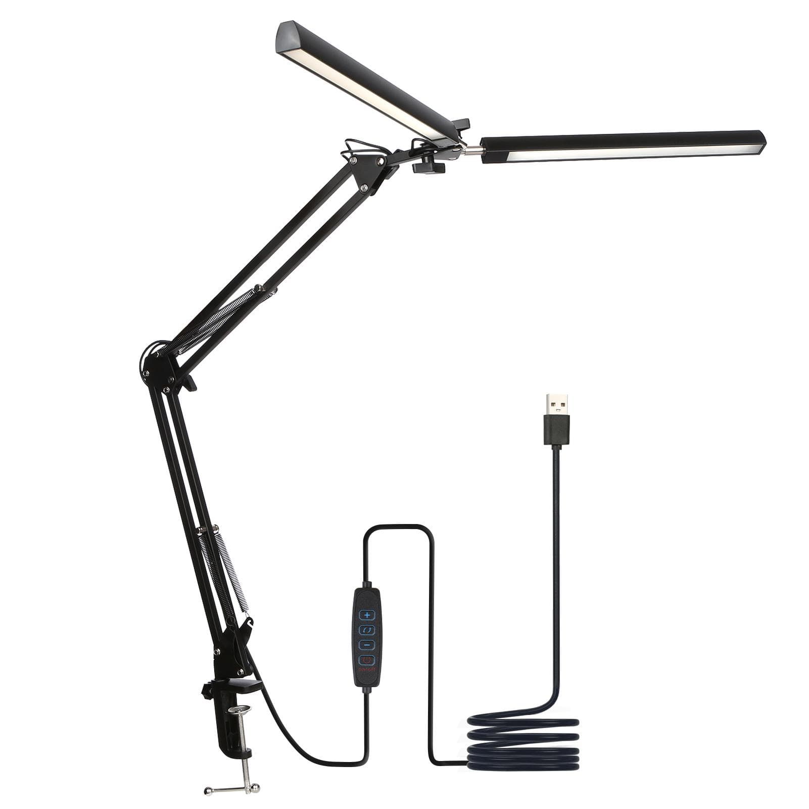Tomshine D C5V 2A 24W 120LEDs Swing Arm Desk Lamp with Clamp Architect Table Light 3 Colors black