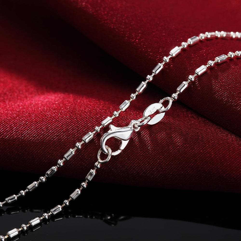 Bamboo Link 16-30 Inch Necklace 925 Sterling Silver Fashion Jewelry 45cm